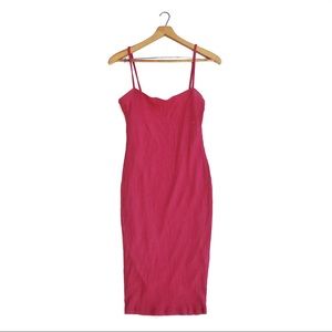 {KOOKAI} Ribbed Merlot Red Bodycon Midi Dress